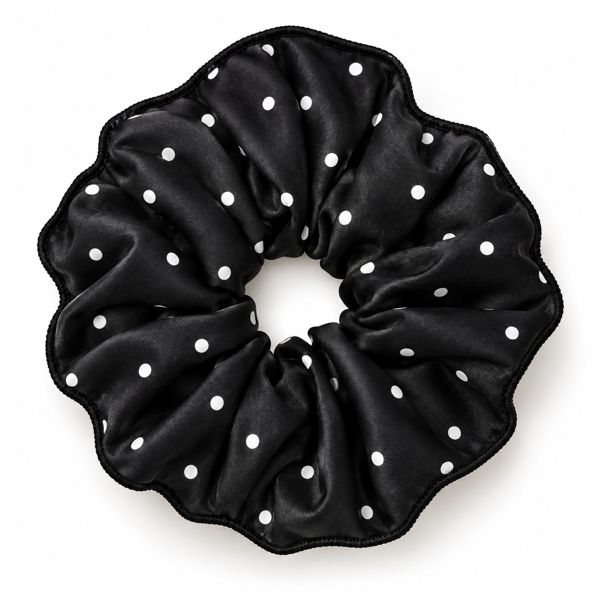 Black Polka Dot Scrunchie