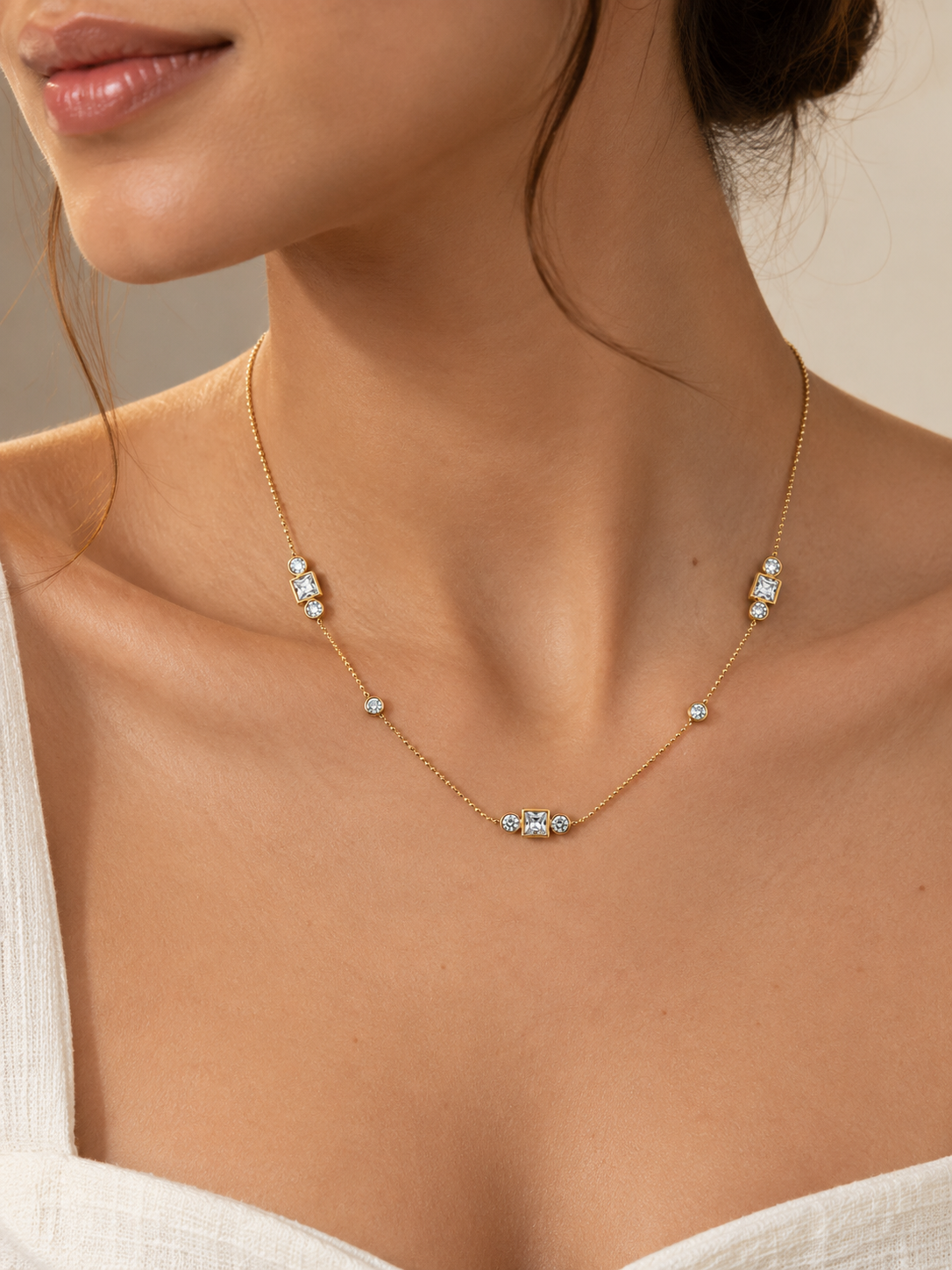 Mixed-Cut Crystal Necklace